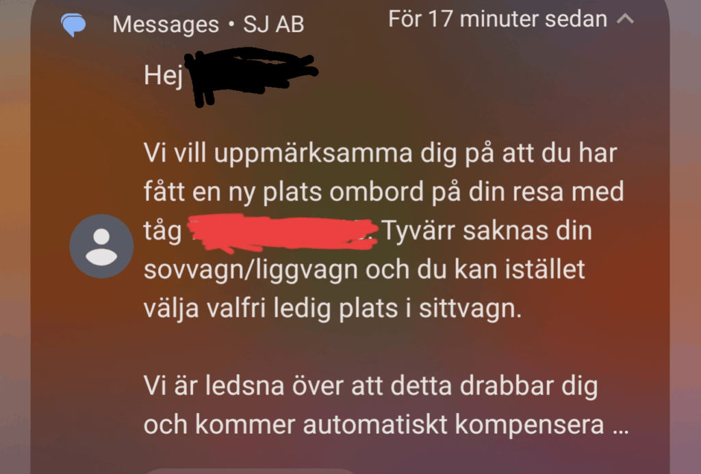 How could SJ have lost the entire carriage I was supposed to ride in?