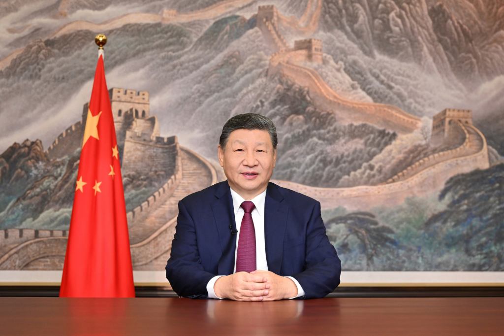 Chinese President Xi Jinping delivering his 2026 New Year message in Beijing.