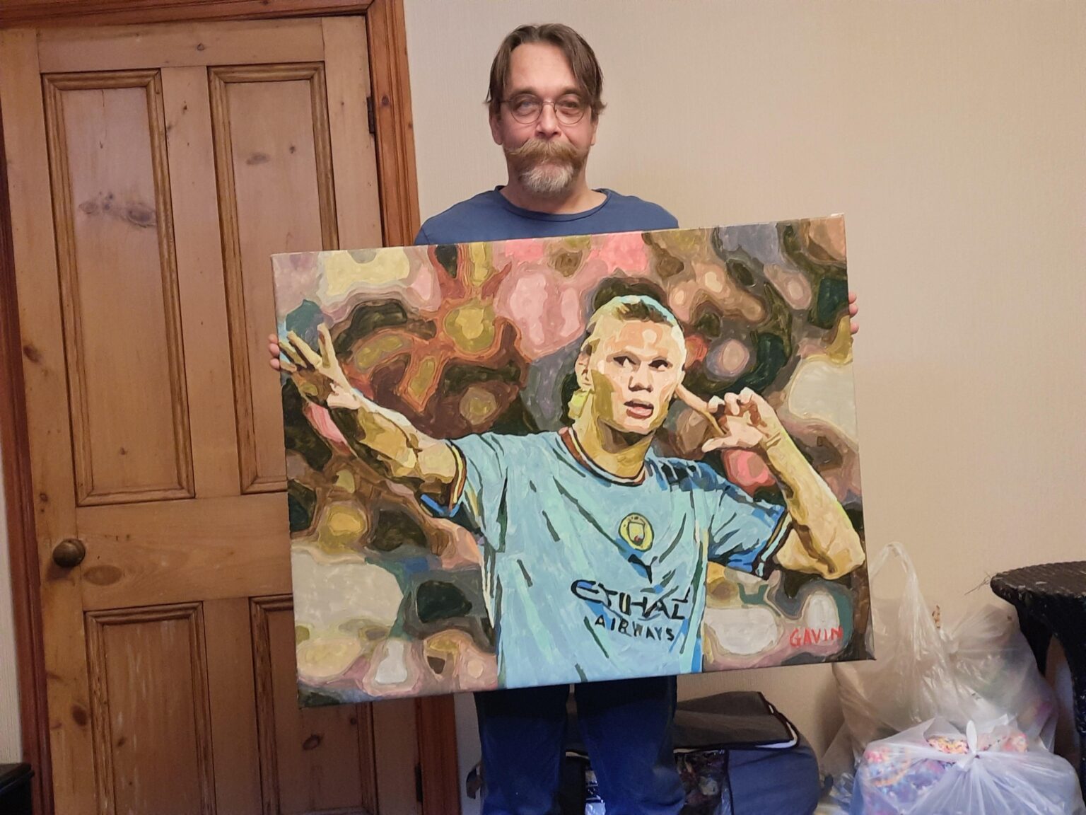 Hello and thanks to Erling Haaland, I have painted a picture of him, what do you think?.
