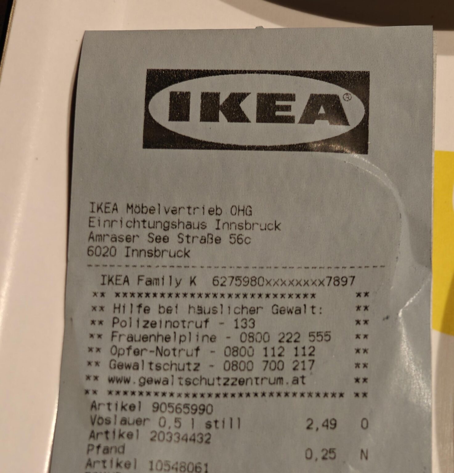 IKEA now has contacts for victims of domestic violence on their invoices ❤️