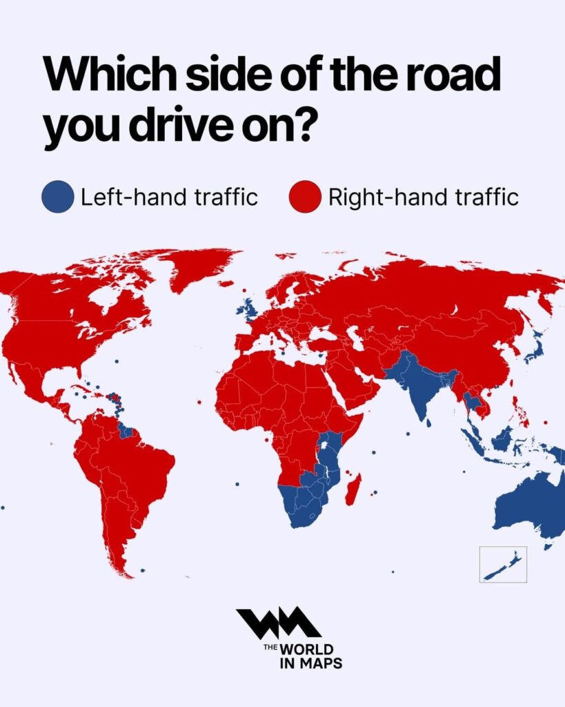 Which side of the road countries drive on