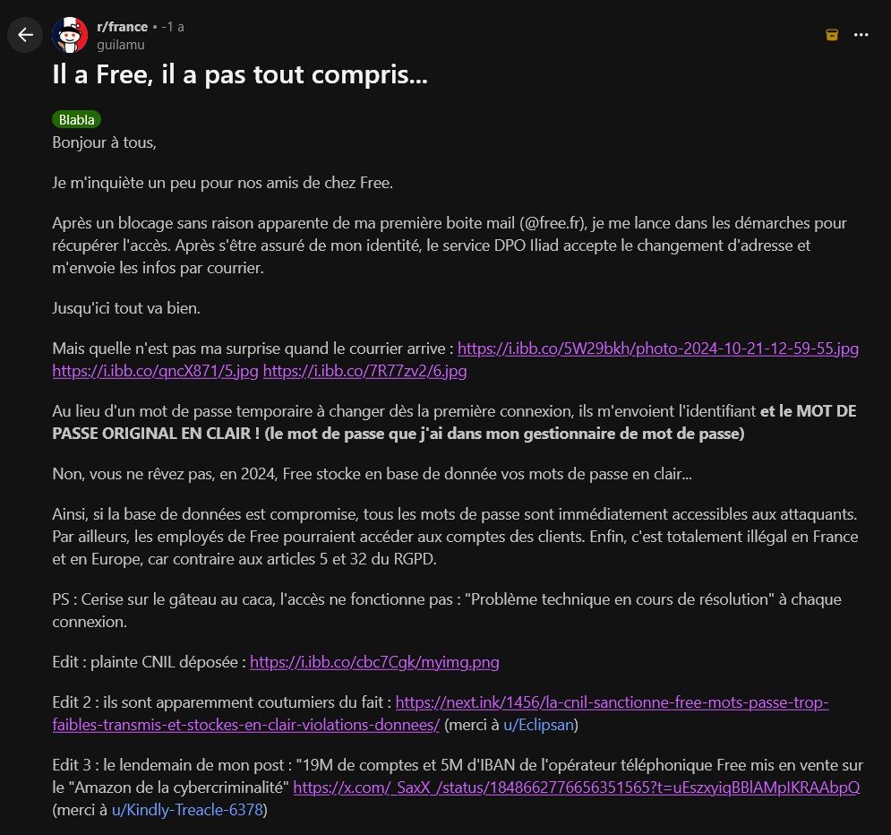 Following my complaint, Free fined 42 million euros