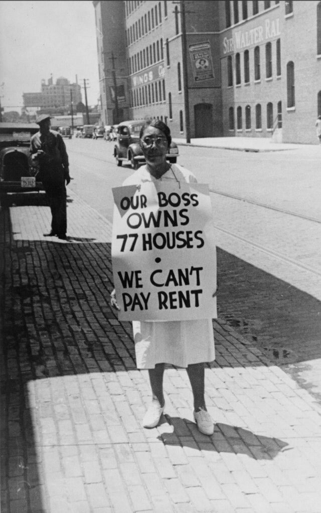 A 1938 female protester in Richmond, Virginia