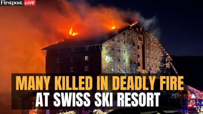 Photos from the Kartalkaya fire that took place in Türkiye months ago were used in the news that 40 people died in a bar fire during New Year's Eve celebrations in Switzerland.