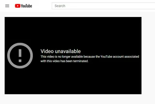 Links to Okamurua's old videos now lead to an error screen / via YouTube