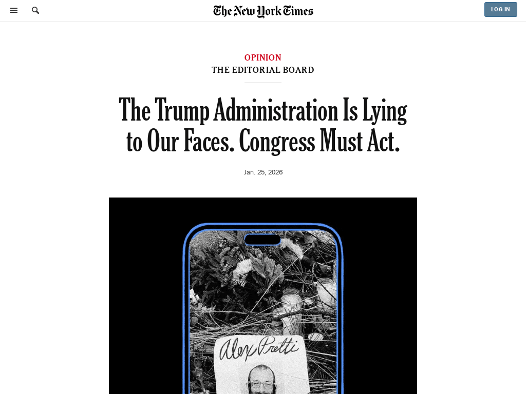 The New York Times Editorial Board: The Trump Administration is Lying to our Faces. Congress Must Act.