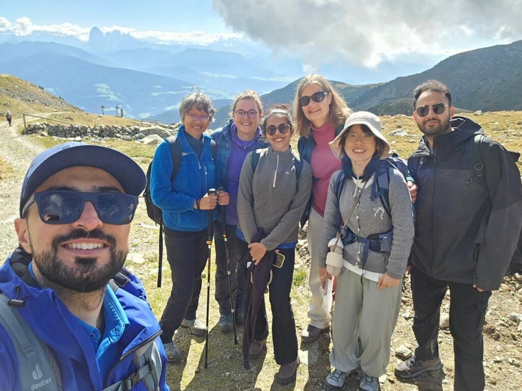 Shanti Gamper-Rabindran with students in Europe