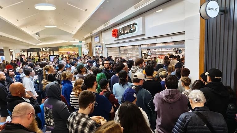 Shoppers outside EB Games in Paraparaumu.