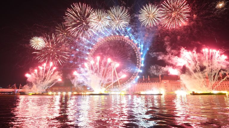 The fireworks show in London involved more than 120,00 fireworks and 400 lights. Pic: PA
