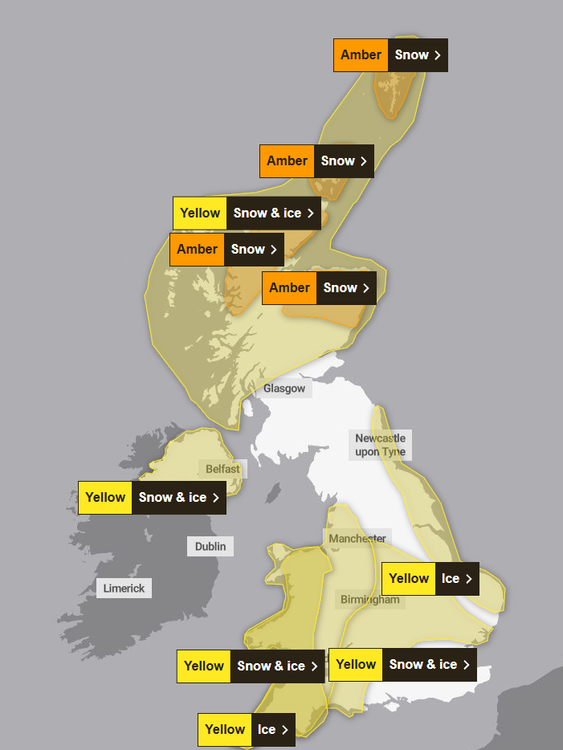 The Met office has issued orange alerts for Sunday. Pic: Met Office. 
