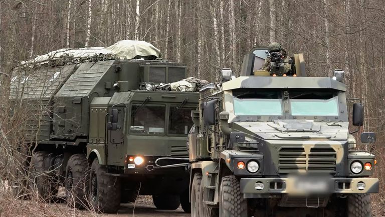 Russia's Oreshnik missile system is seen during a training in an undisclosed location in Belarus. Pic: Russian Defence Ministry/AP