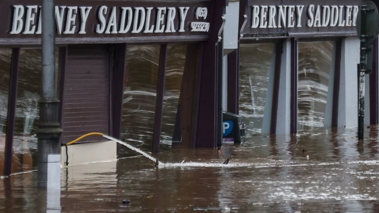 Floodwater in Enniscorthy, County Wexford. Pic: Reuters