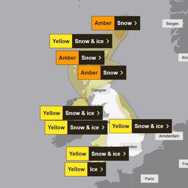 Saturday's weather warnings. Pic: Met Office