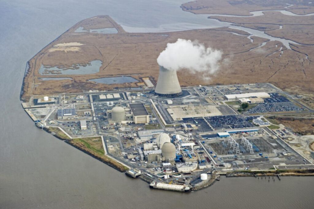 Aerial view of Salem Nuclear Power Plant (L, two domes) and Hope Creek Nuclear Generating Station (C, dome behind rectangular building) in New Jersey, United States on March 22, 2011. (AFP Photo)
