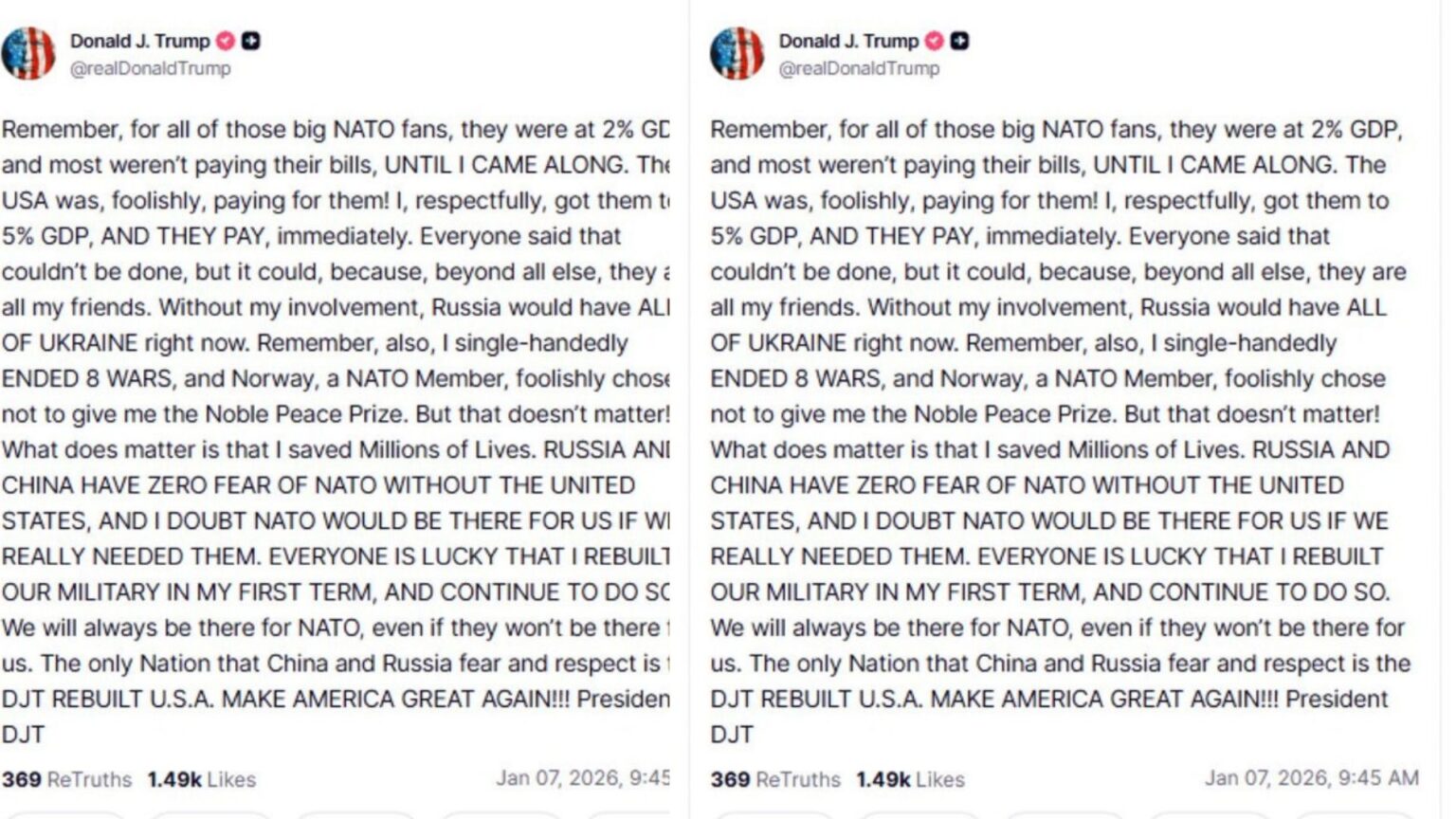 ‘Norway Foolishly Denied Me Nobel Peace Prize Despite Ending 8 Wars,’ Says US President Trump for