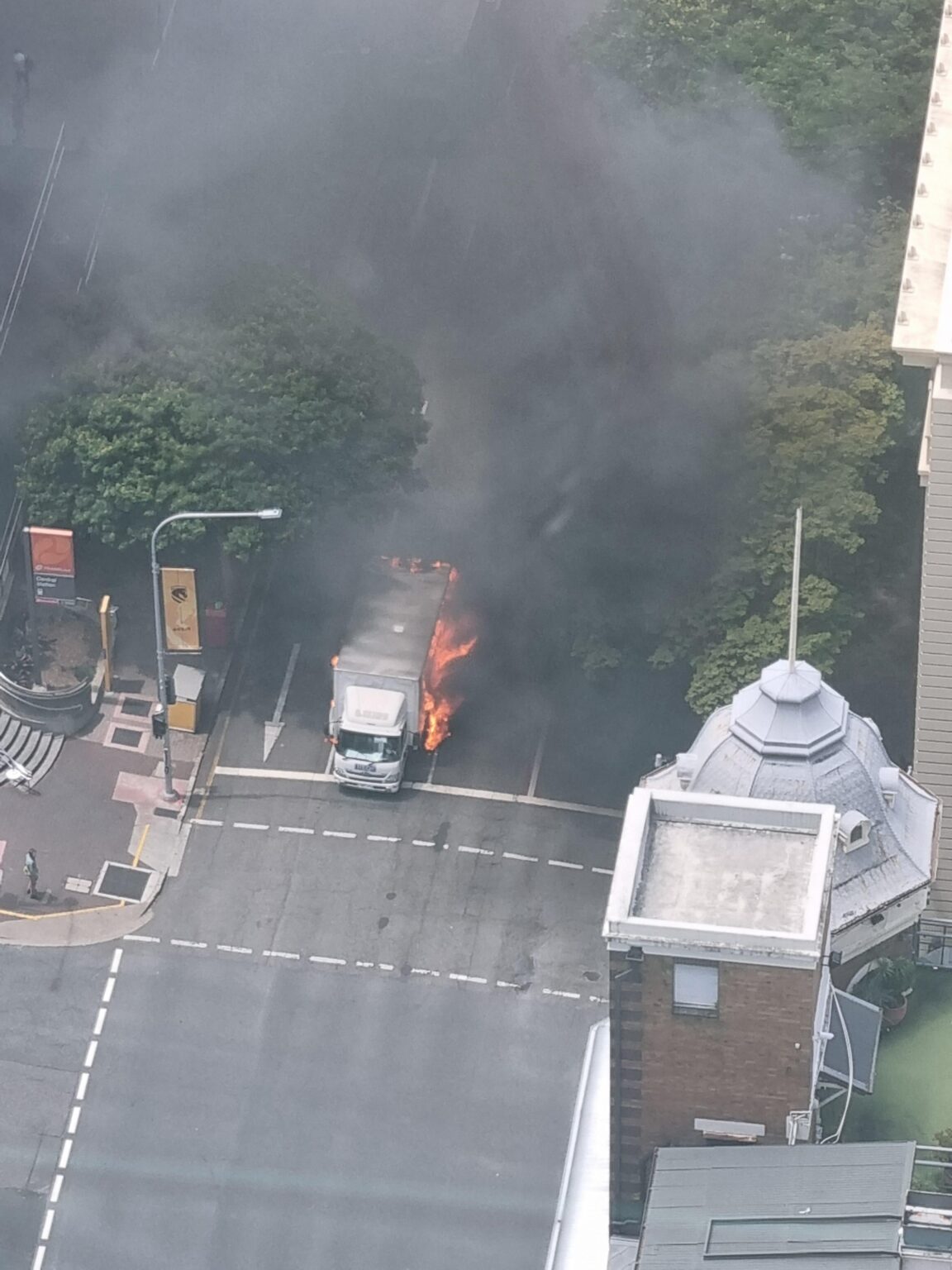 Truck fire at central station