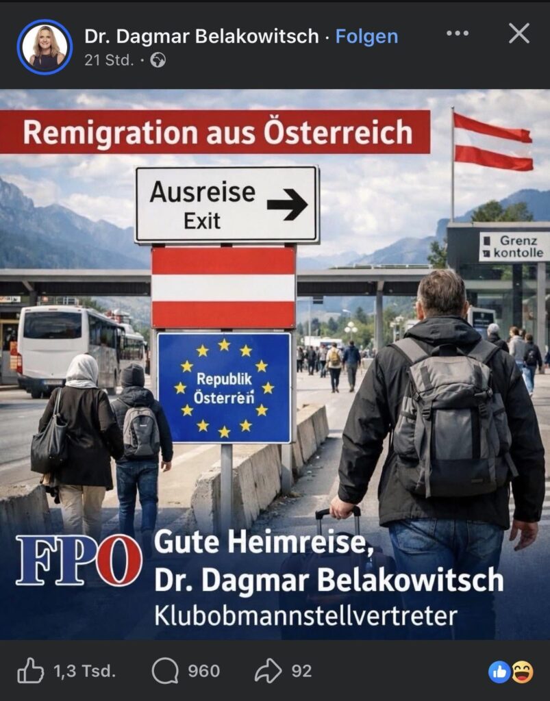 Update on Belakowitsch: She is remigrating to the underworld