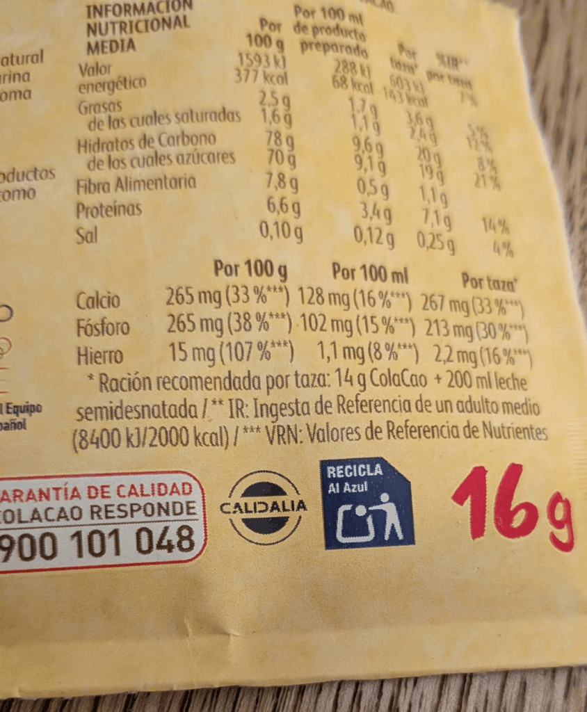 The Colacao sachets now have 2g less than last year... well, I find myself investigated