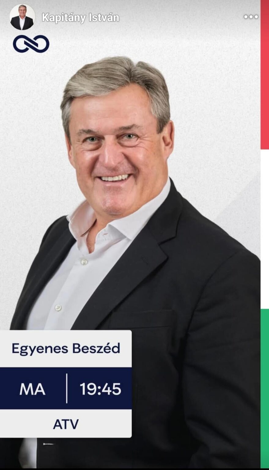 István Kapitány will appear on ATV's Ejenes Beszéd tonight