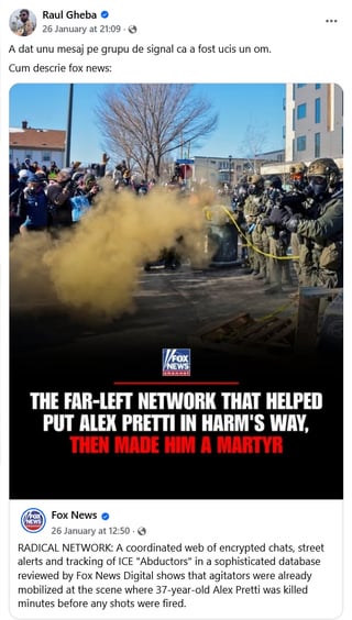 Influencers Raul Gheba and Radu [PiticiGratis] Alexandru, open conflict from a FoxNews post about the crimes committed by ICE in the USA