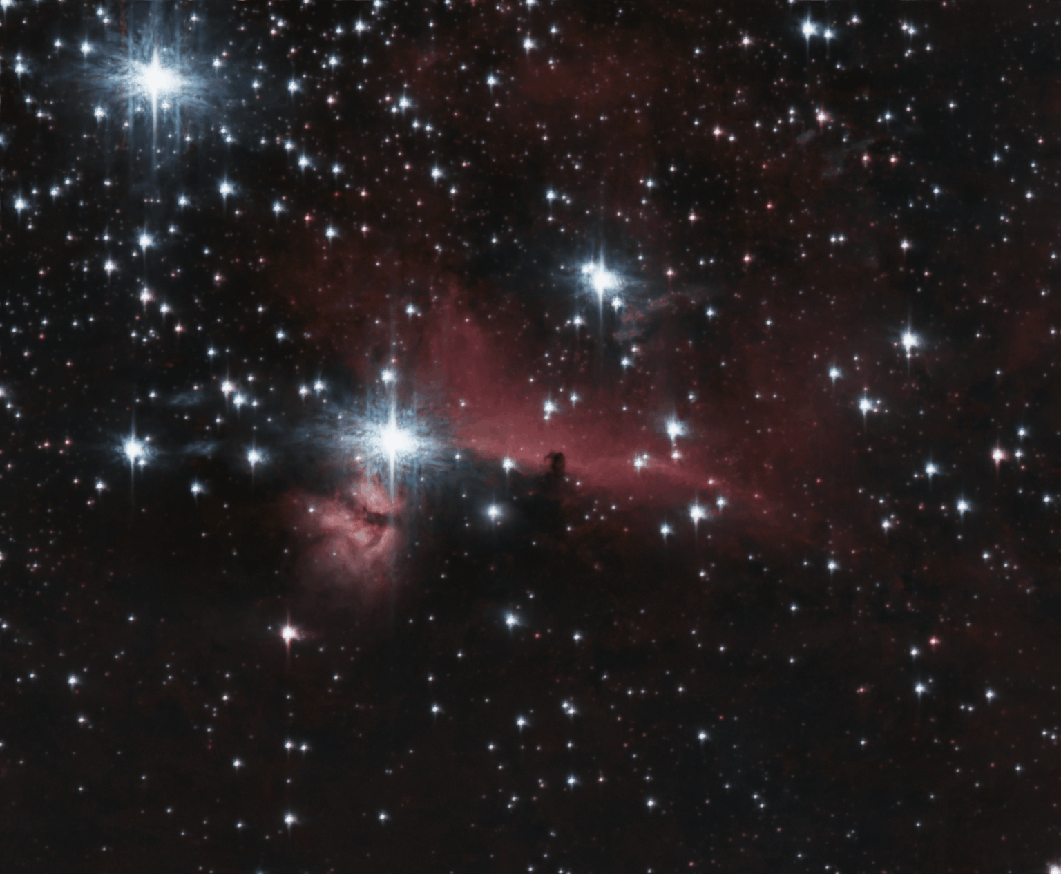 Horshead and Flame nebulae captured with a phone's lens