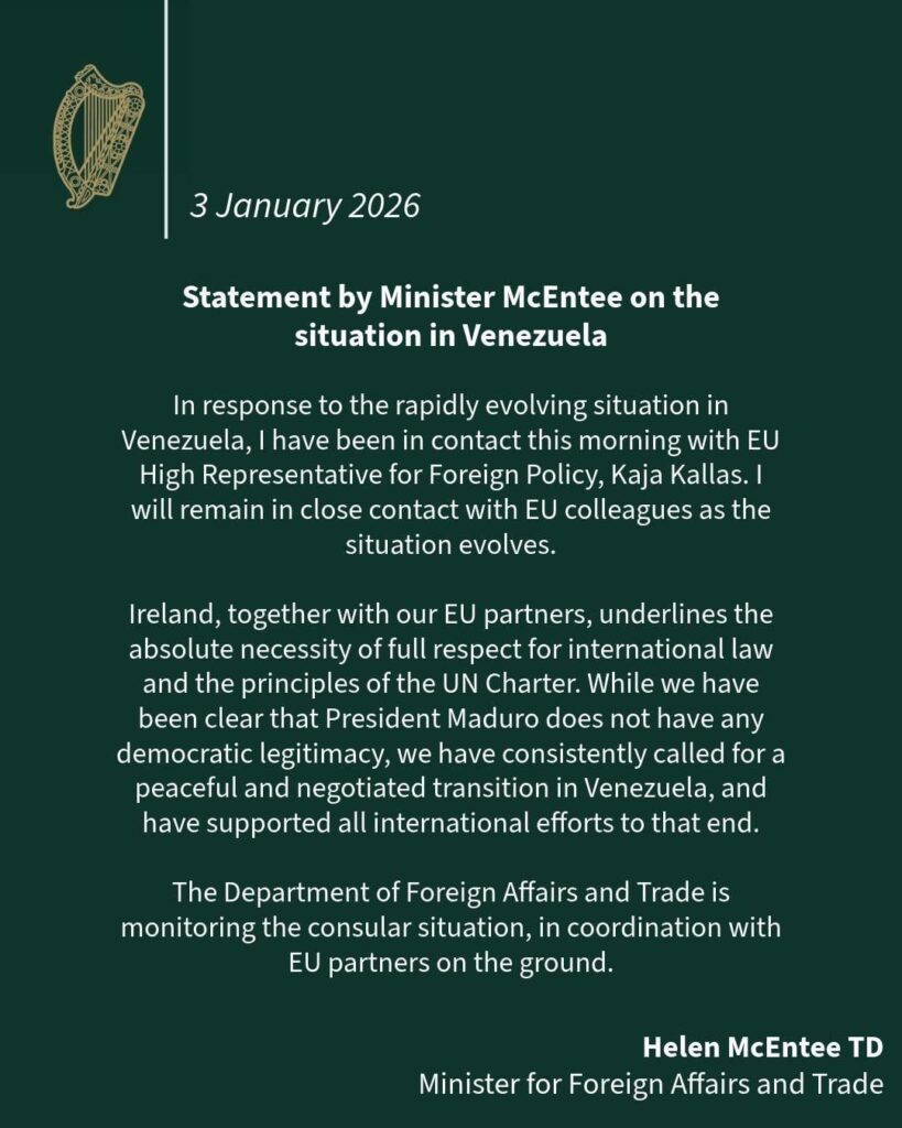 Statement from the Minister of Foreign Affairs on Venezuela