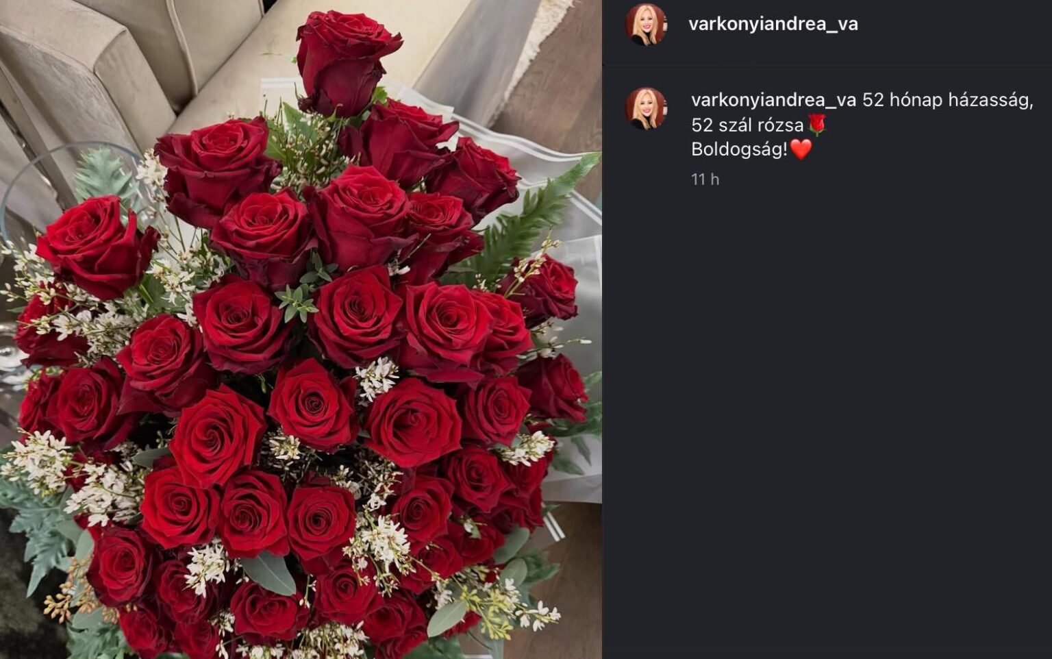 52 months of marriage, 52 roses. And with the 55th month, the gift should be handcuffs and 55 years in prison