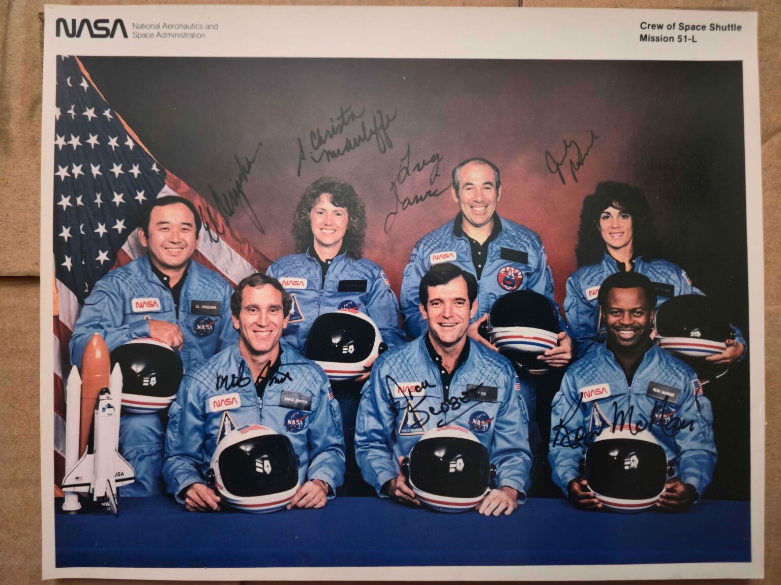 Discovered Grandfather's signed Challenger mission poster