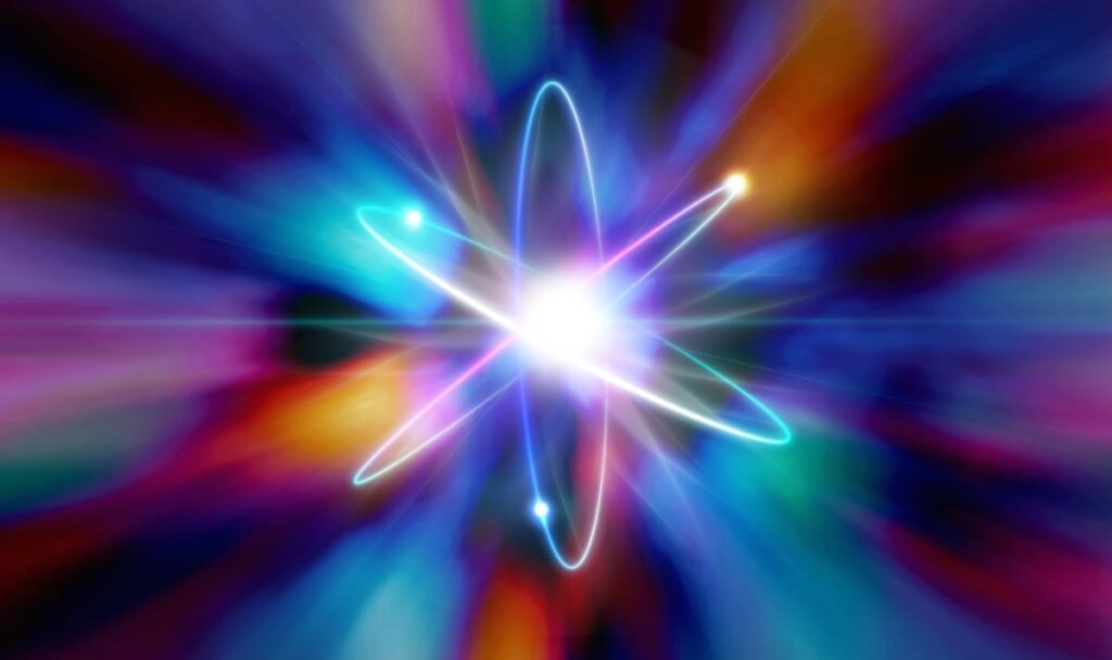 An artist's rendering of an atom.