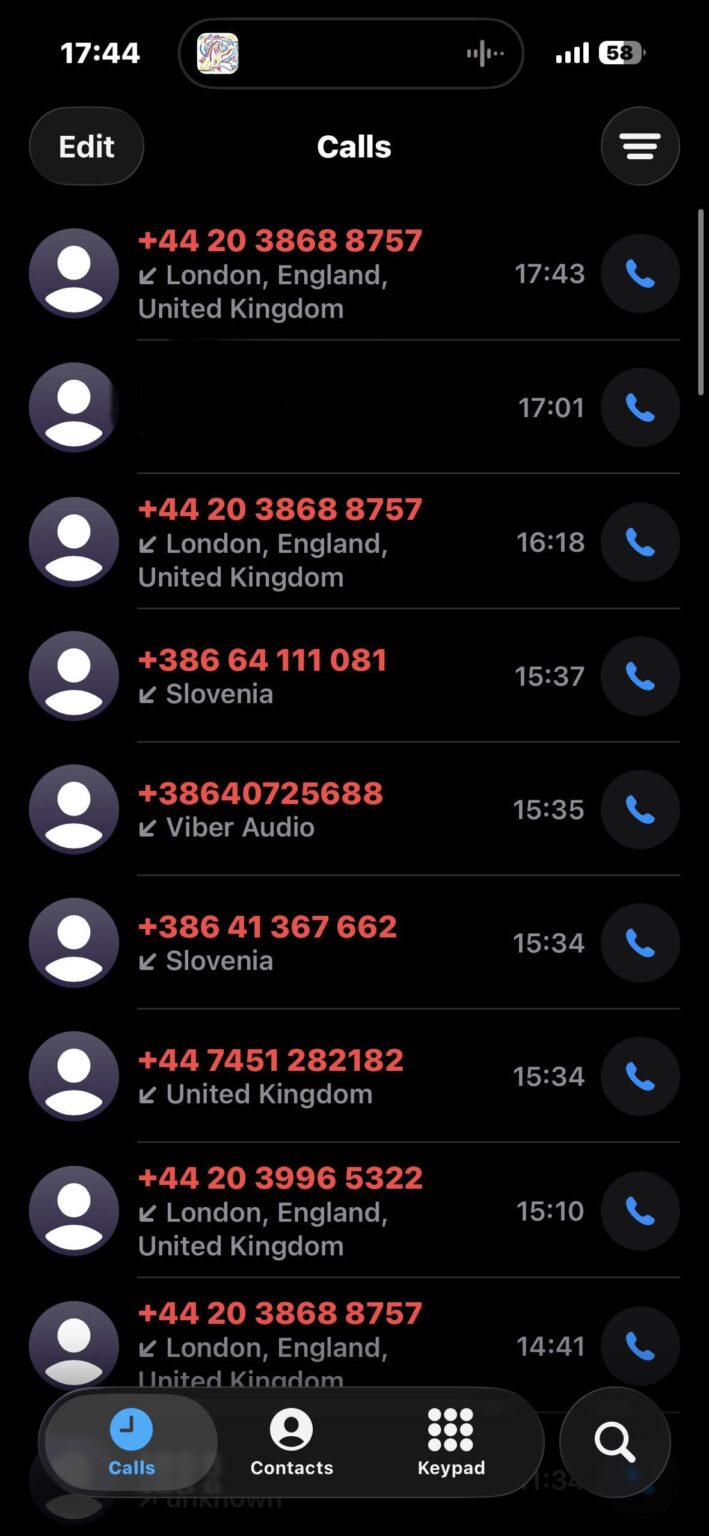 Every day, all day - unknown phone numbers