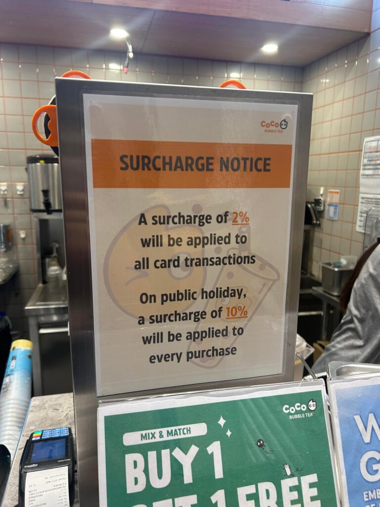 2% surcharge on cashless only payment