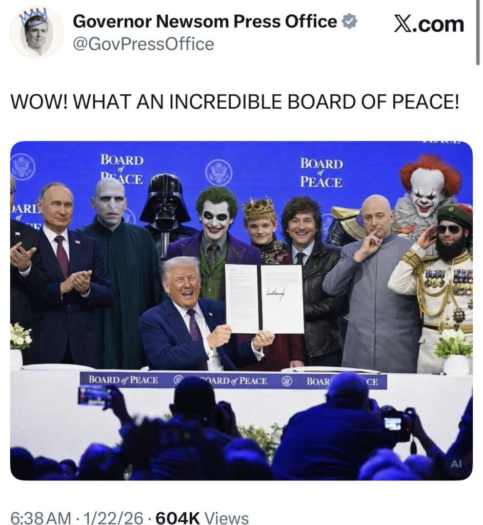 Sauron, Satan, and Kim Jong Un reviewed the Board of Peace invite and declined. It was too evil for them.