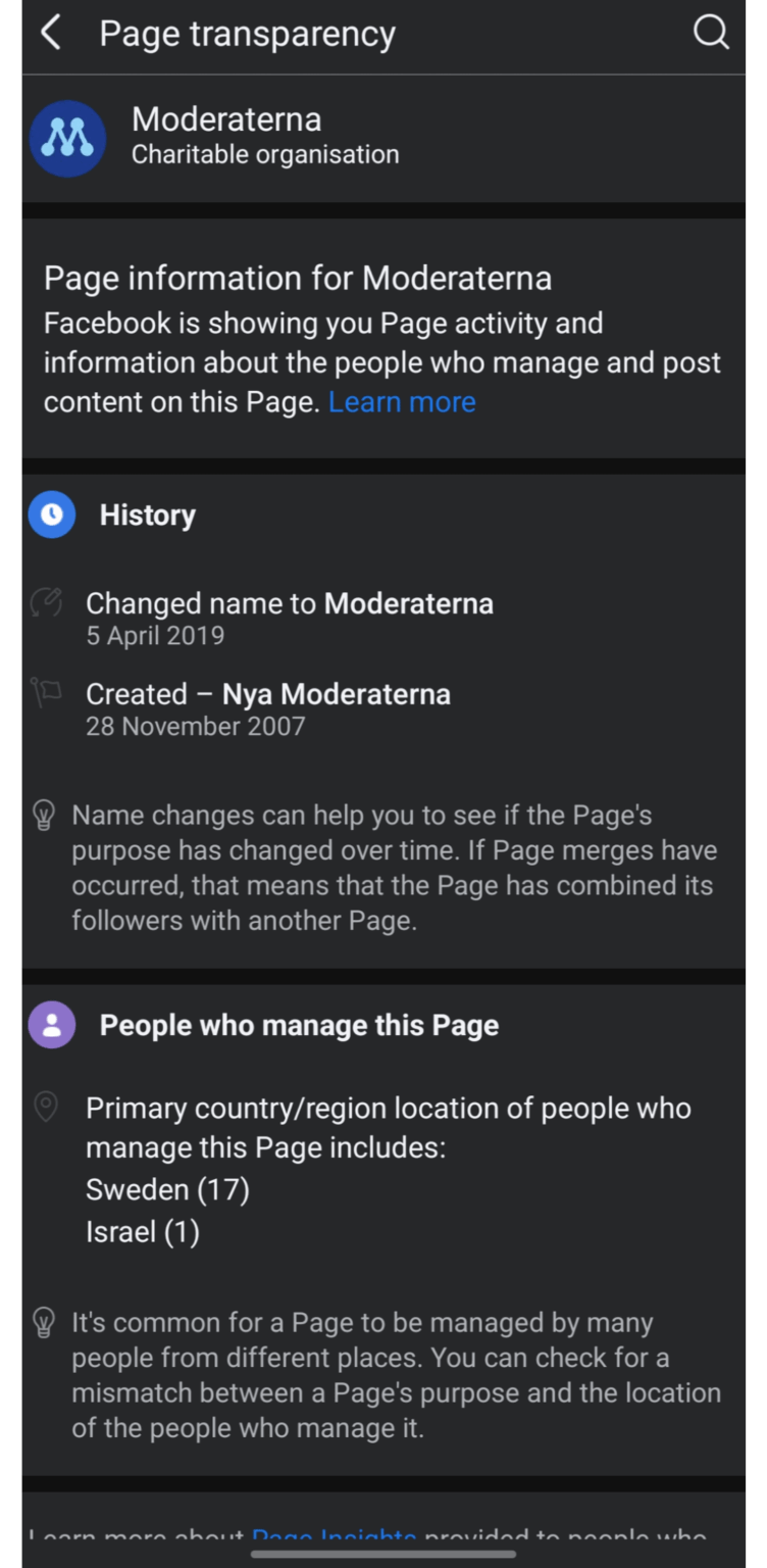 The moderates' FB account is managed by a person from Israel?