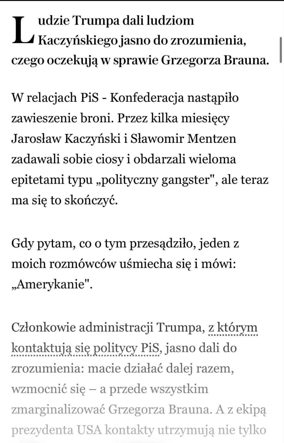 American support for PiS and Confederation