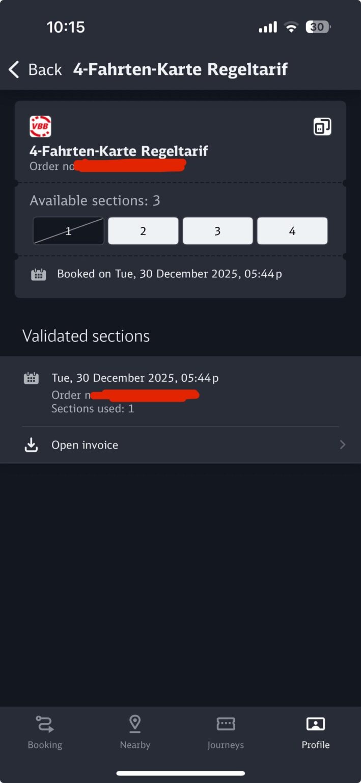 Unable to activate the 2nd ticket of 4 in my DB app