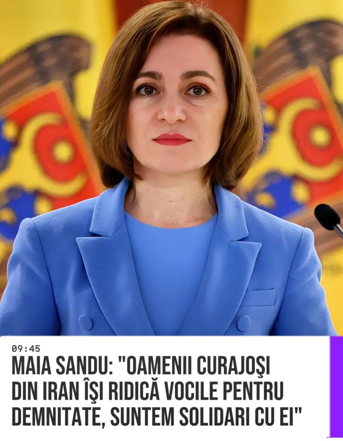 Maia Sandu message of solidarity with the Iranian people