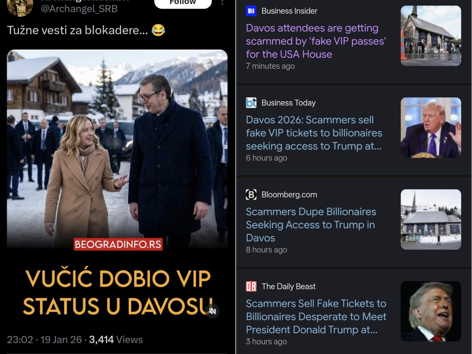 Billionaires cheated with a "VIP" ticket in Davos, among them Aleksandar Vučić