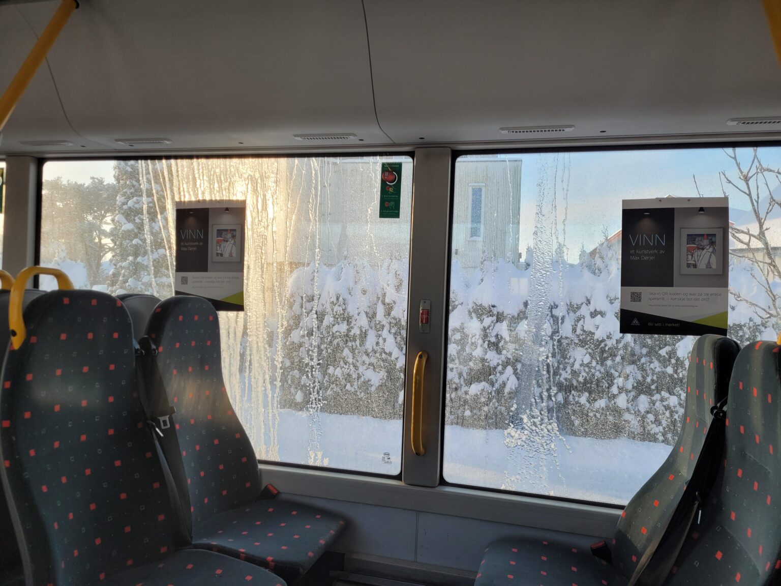 Ice on the bus window