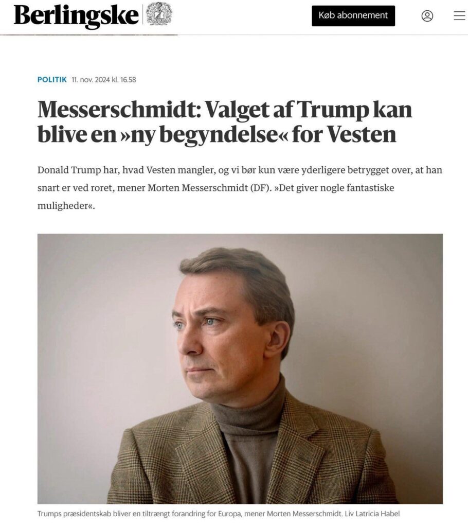 Morten Messerschmidt: Not quite honestly, why on earth do people accuse me of having been too Trump-positive in the past? In any case, it has nothing to do AT ALL! Also MM: