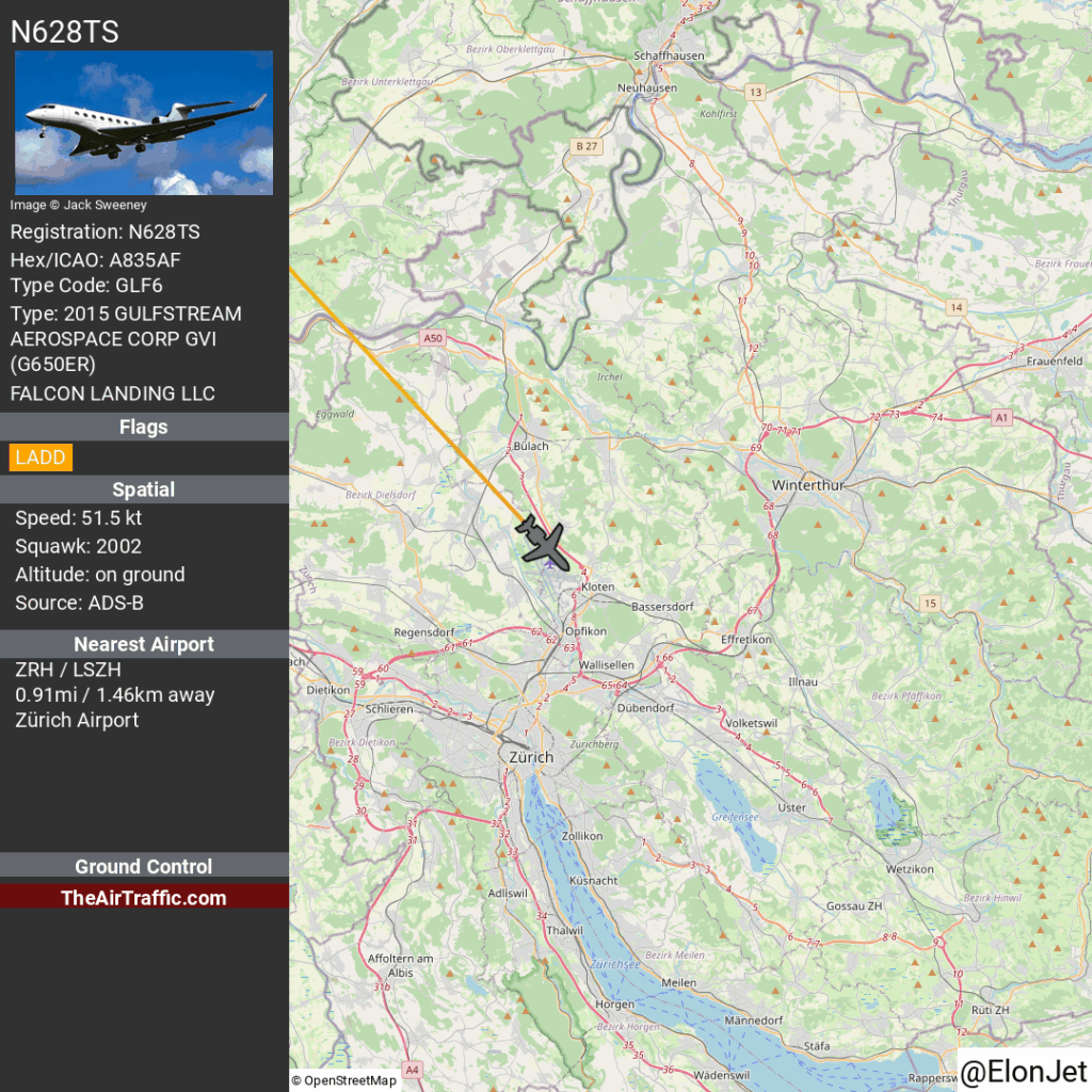 Landed in Zurich, Zürich, Switzerland. Apx. flt. time 10 h 10 min.