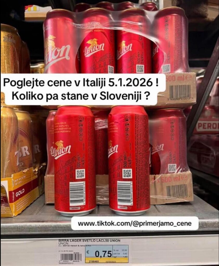 Slovenian beer is almost half the price in Italy