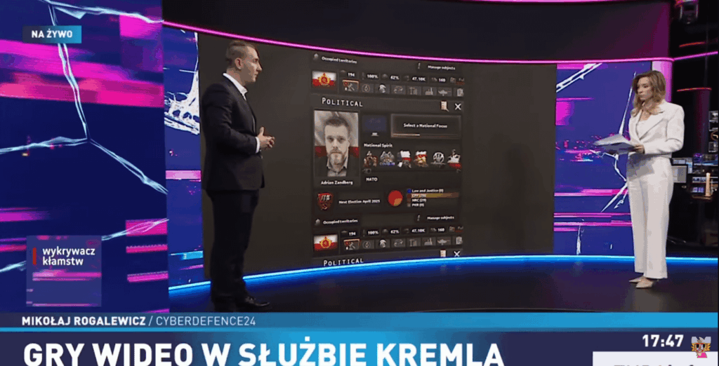 An authentic screenshot from the "Lie Detector" program on TVP