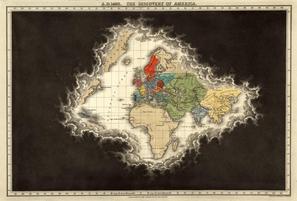 1830 Map of the Known World at the end of the 15th Century