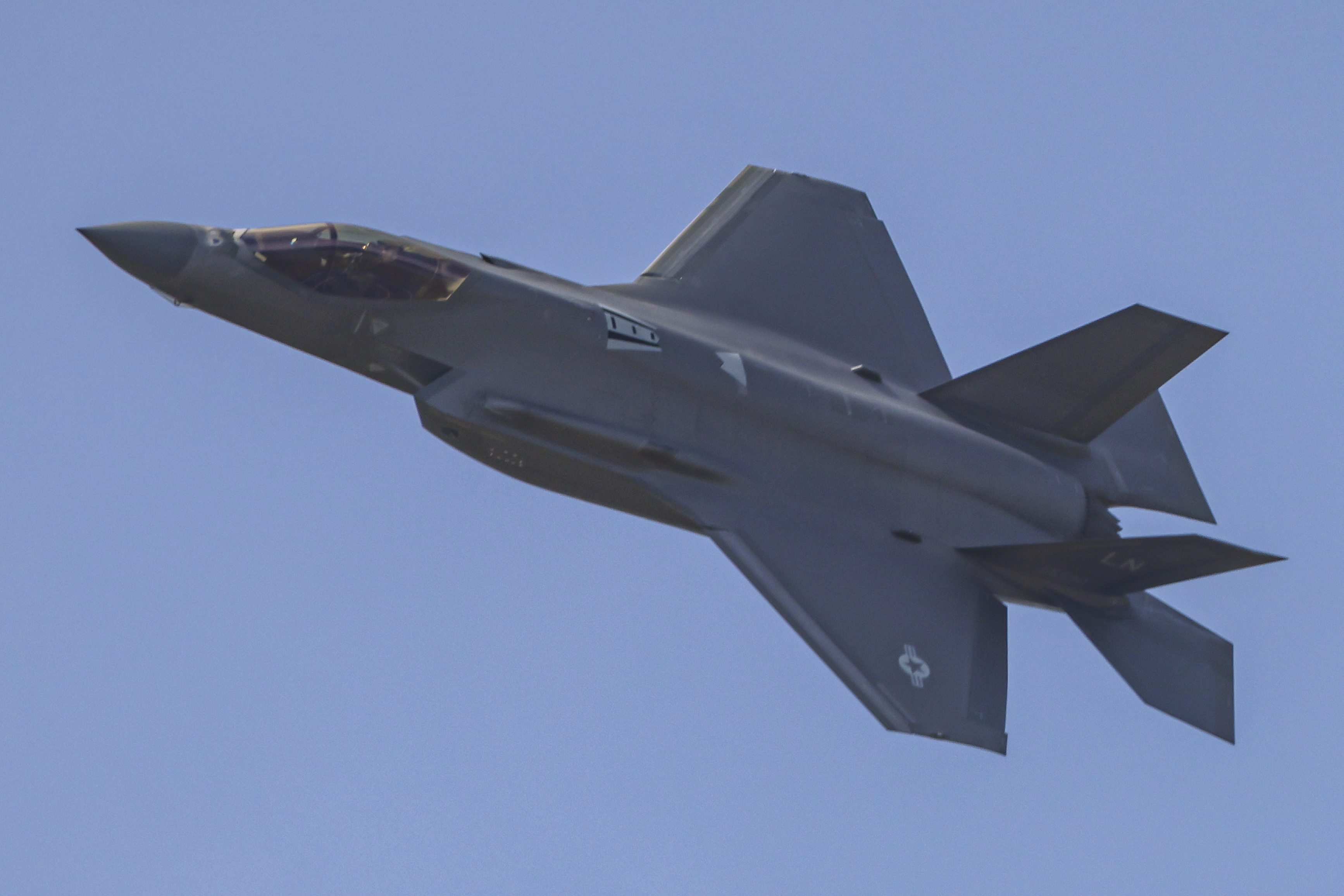 Lockheed Martin F-35 Lightning II in flight during the Paris Air Show 2025.