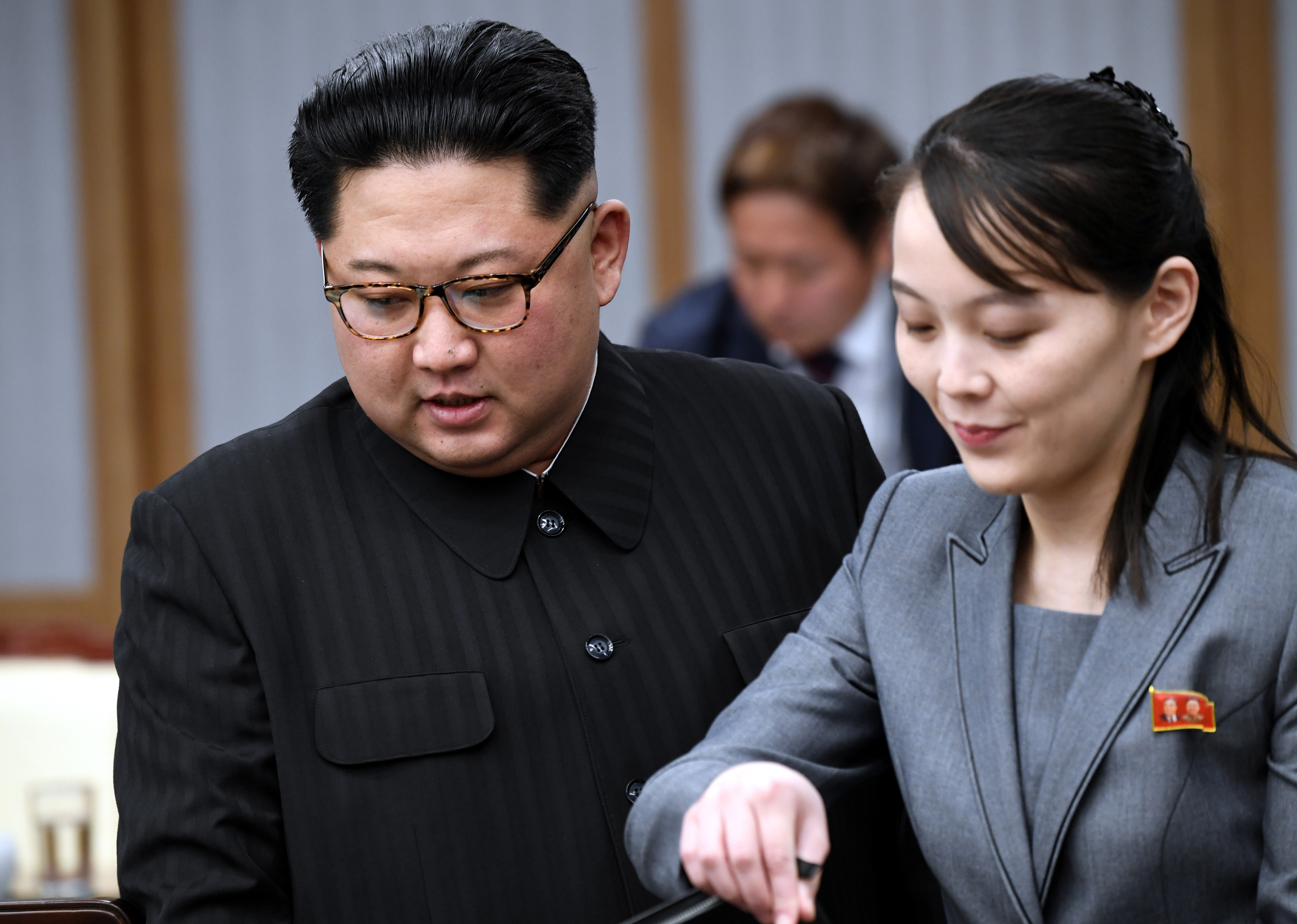 Kim Jong Un and his sister Kim Yo Jong at the Inter-Korean Summit.