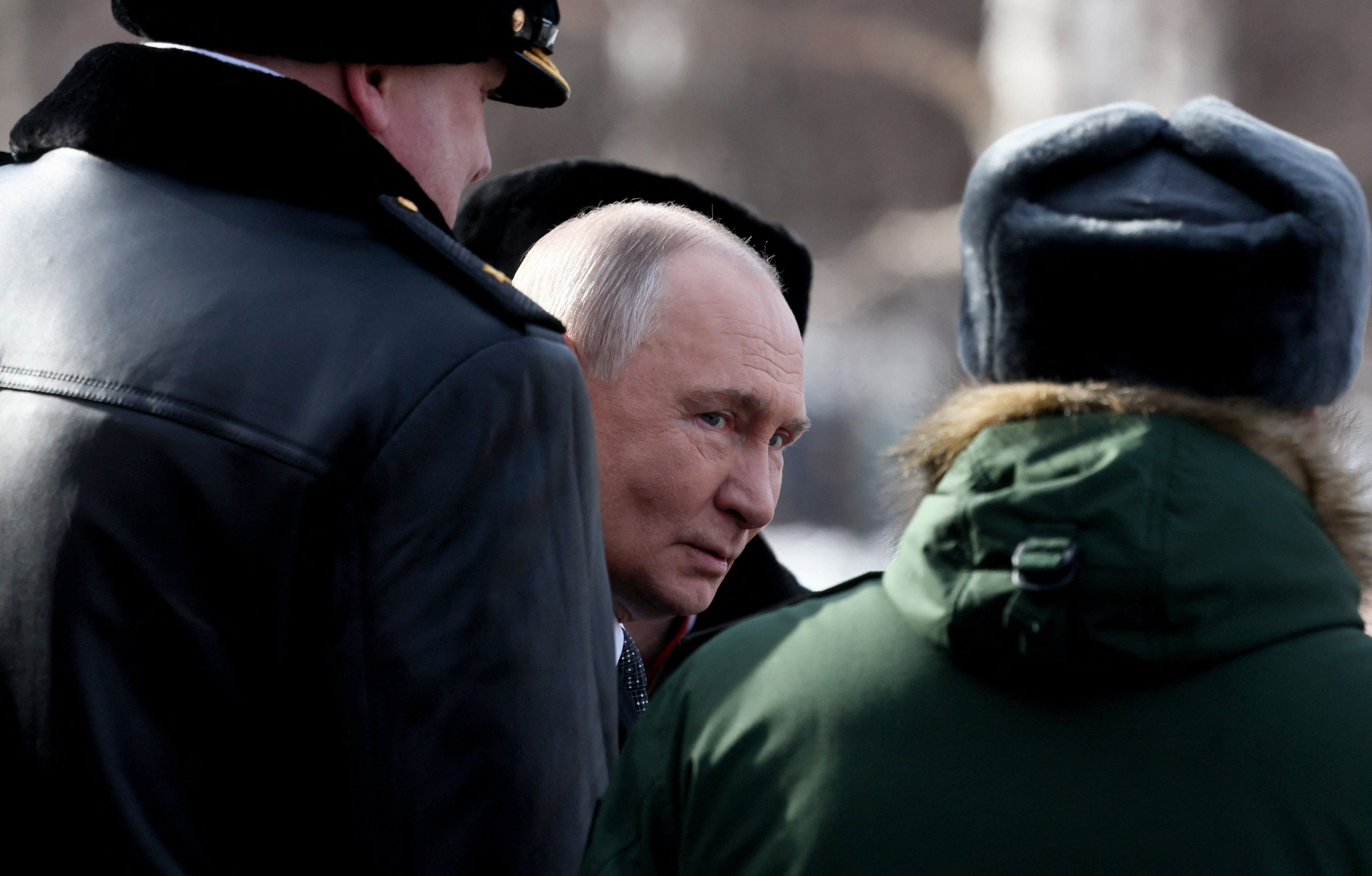 Russian President Vladimir Putin at the Defender of the Fatherland Day ceremony.