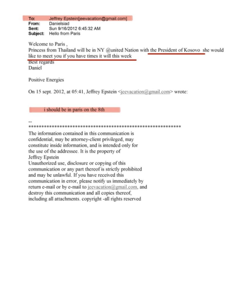 Behxhet Pacolli in the Epstain files