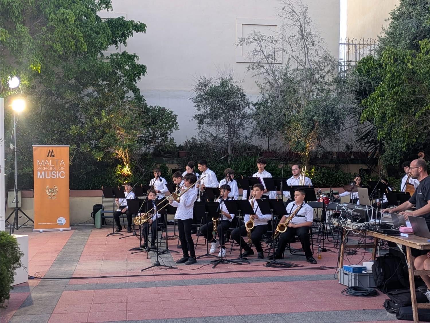 The students’ jazz cumbo ensemble performing.