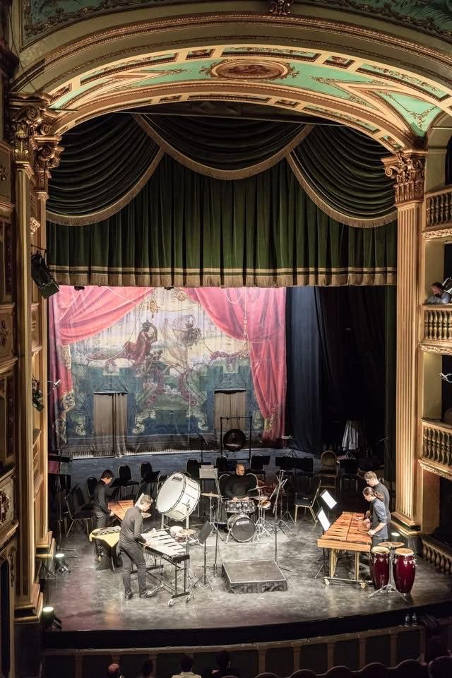 Students performing a contemporary jazz concert at the Manoel Theatre, Valletta.