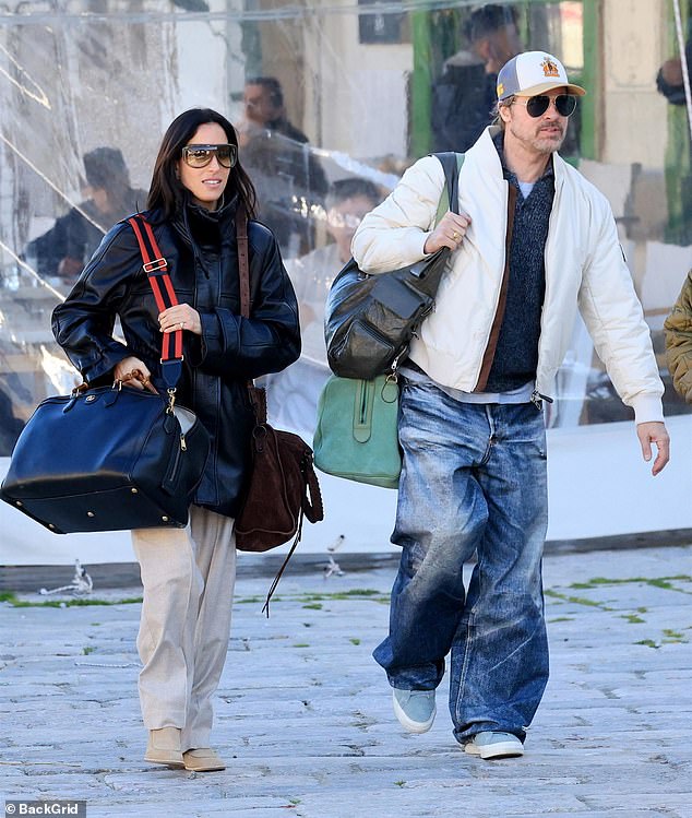 Brad Pitt and his glamorous girlfriend Ines de Ramon were spotted touching down in Greece on Wednesday, marking their first public outing together in three months